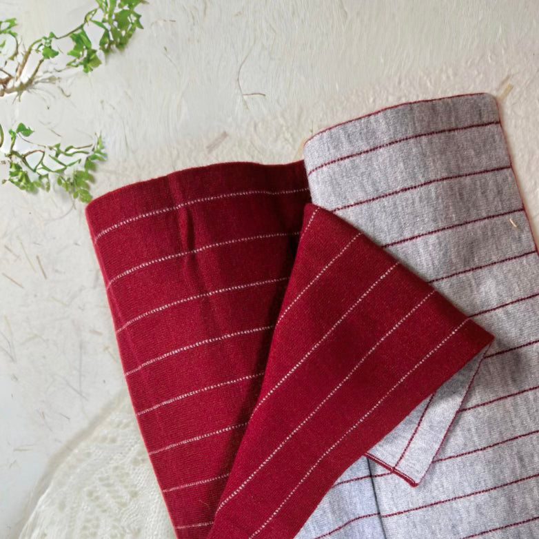 Red and Grey Double-Sided Striped Scarf