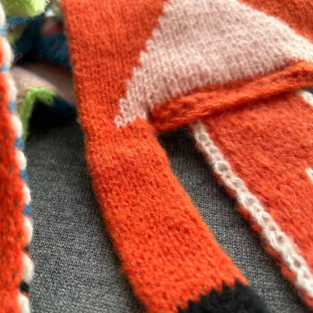 Woven Cute Fox Pattern Scarf