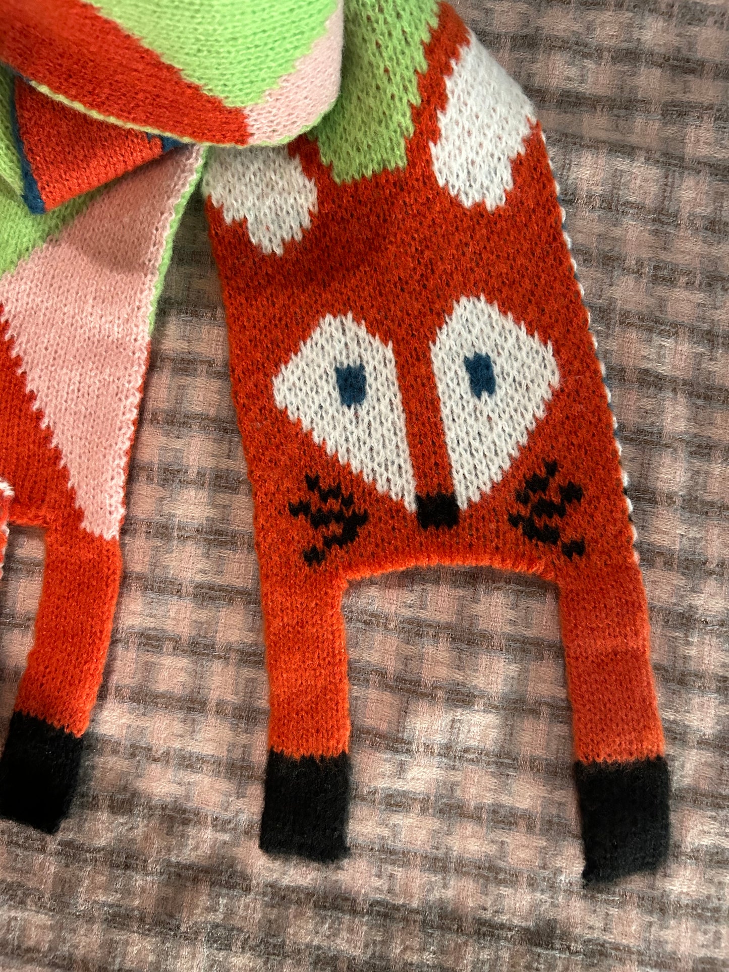 Woven Cute Fox Pattern Scarf