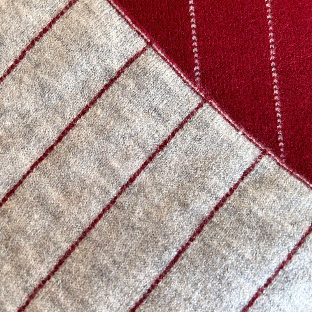 Red and Grey Double-Sided Striped Scarf