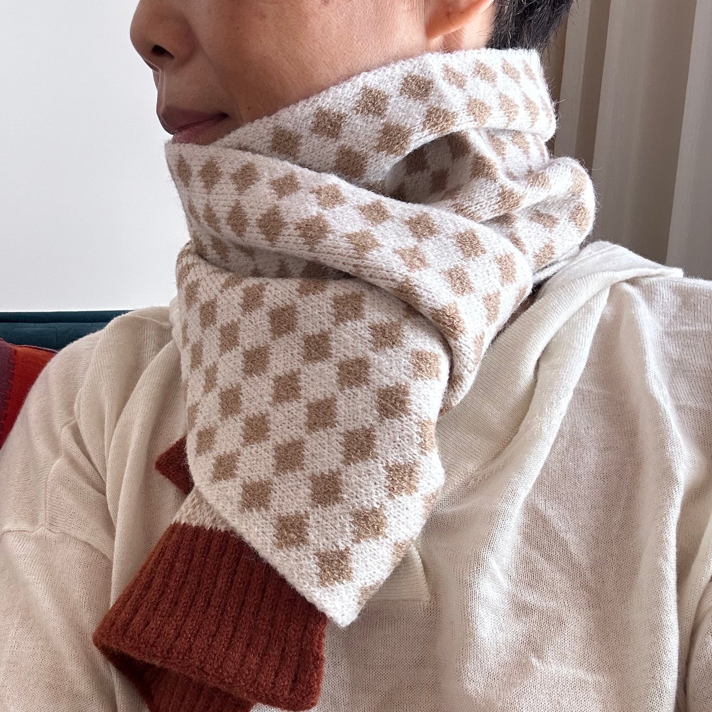 Warm Knitted Plaid Scarf