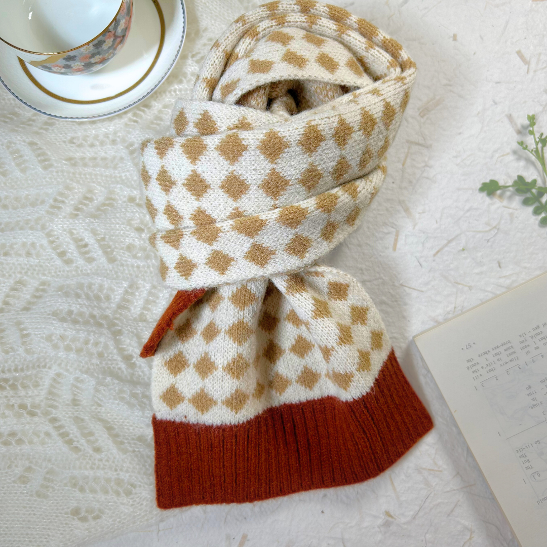 Warm Knitted Plaid Scarf