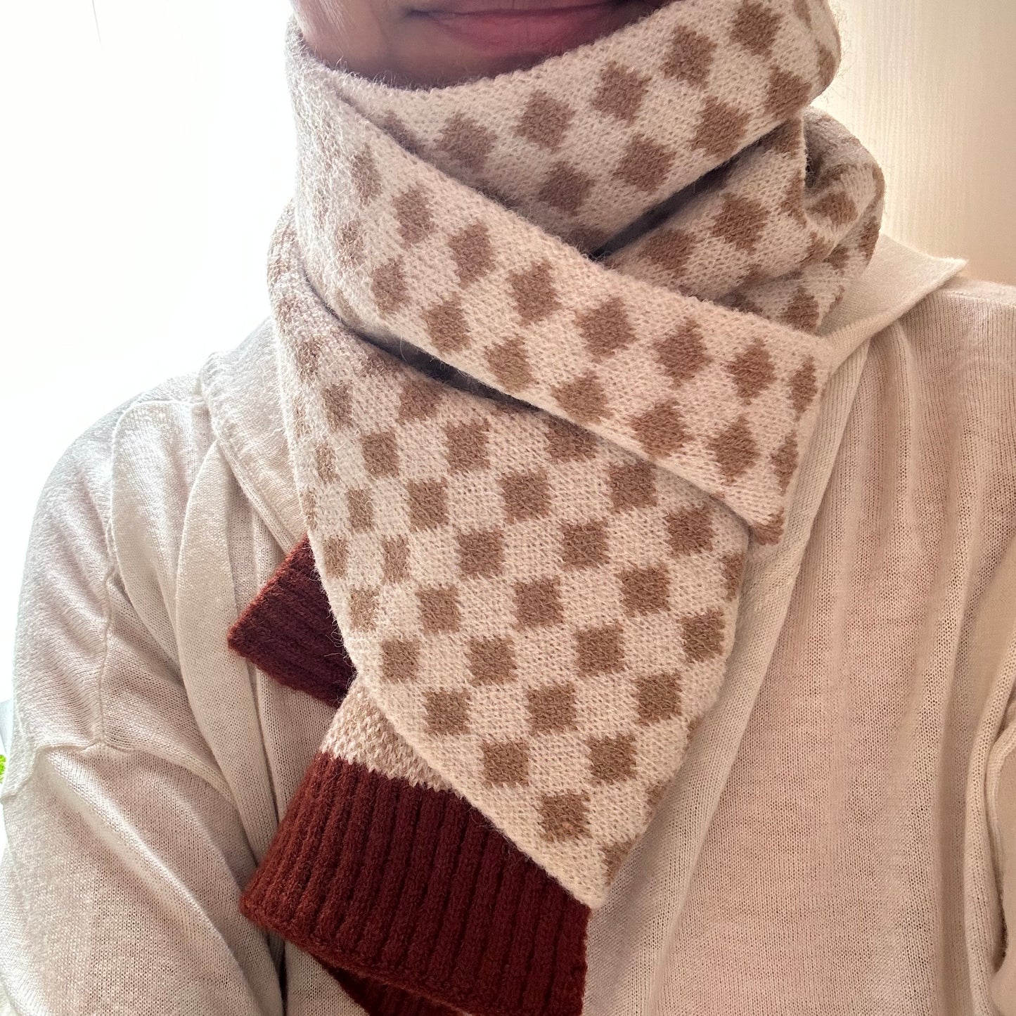 Warm Knitted Plaid Scarf