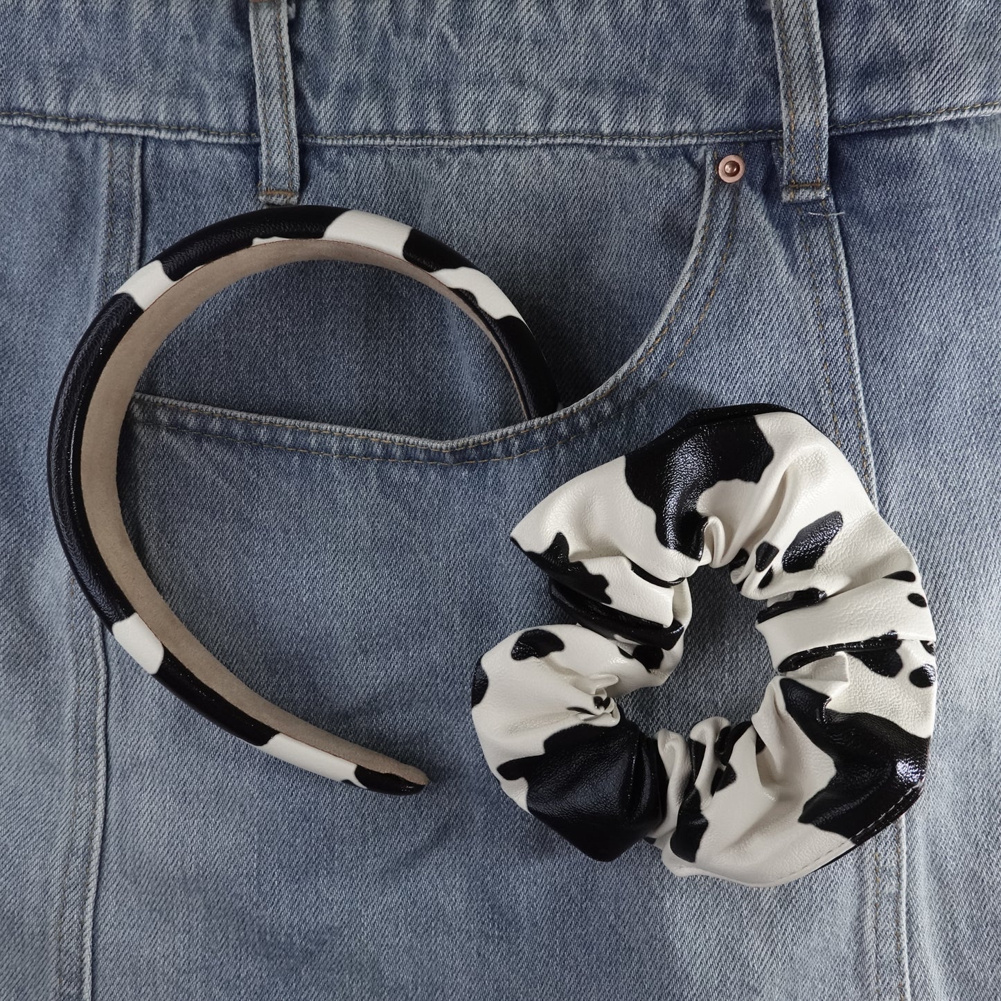 Cow Print Headband and Scrunchie