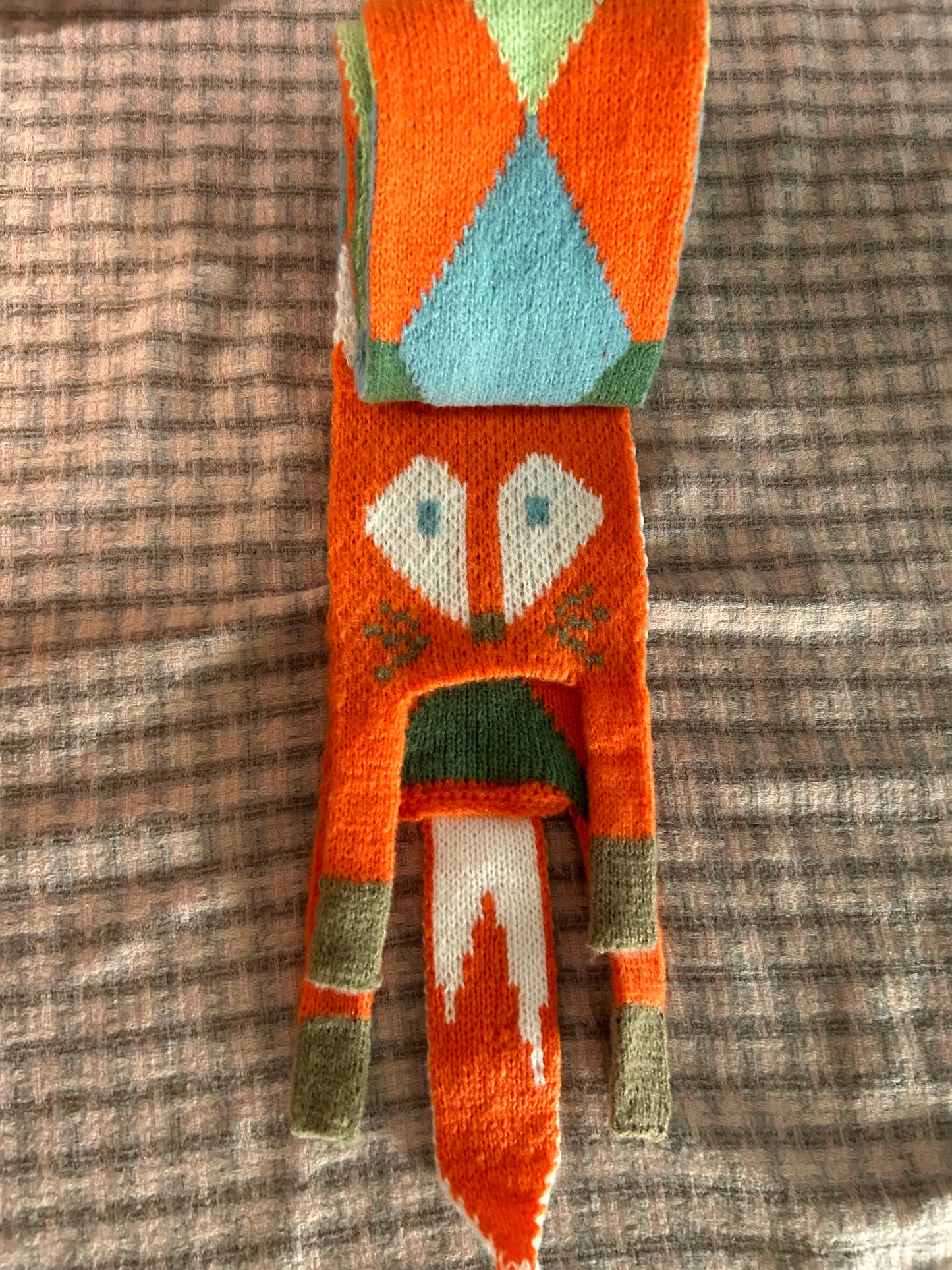 Woven Cute Fox Pattern Scarf