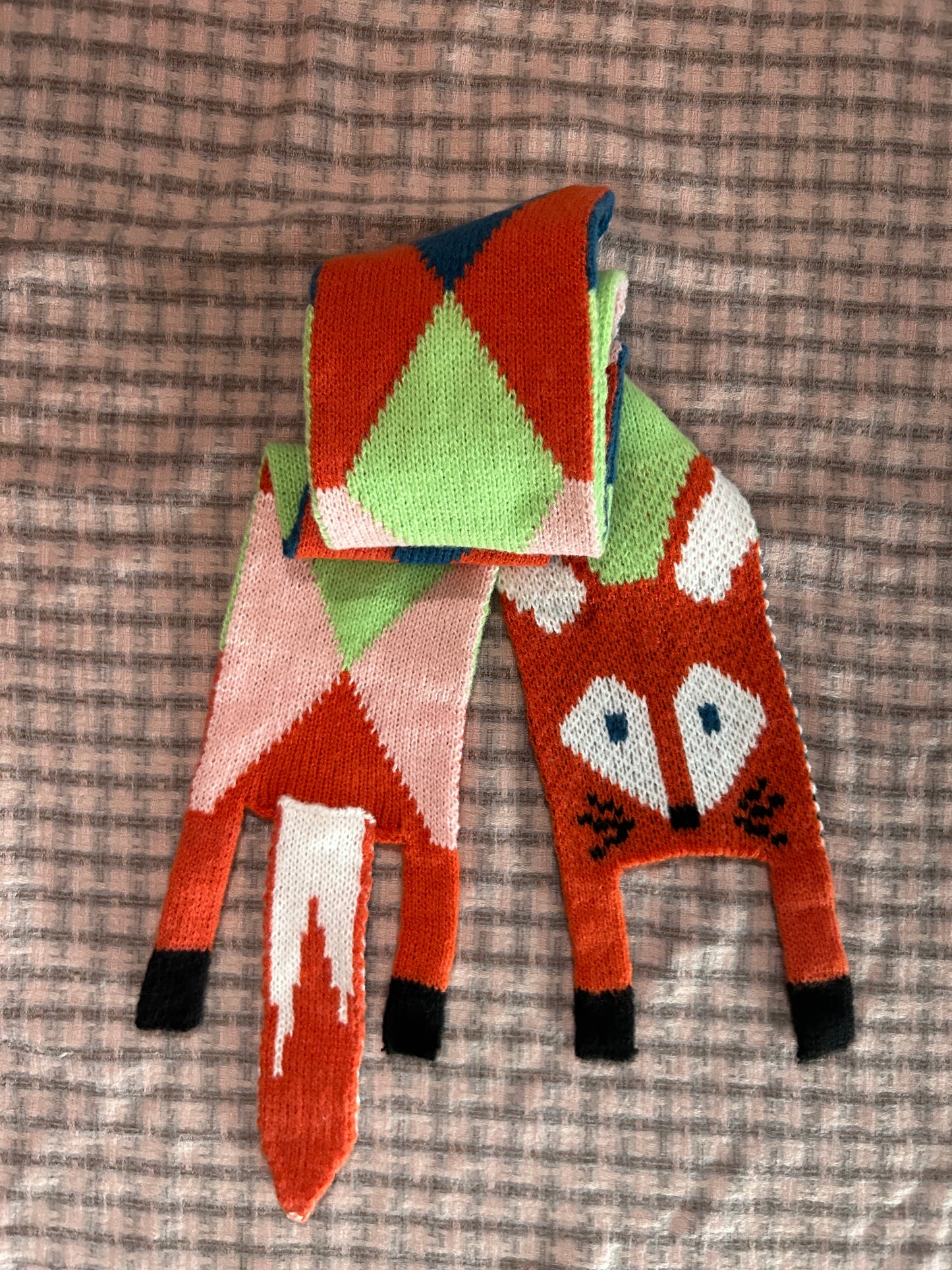 Woven Cute Fox Pattern Scarf